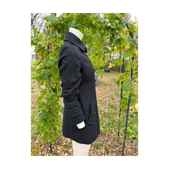 Vtg Esprit Belt Back Pea Coat Military Style Collared Sz 6 - Picture 11 of 16